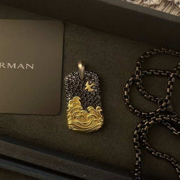David Yurman Other - DAVID YURMAN GOLD & BLACK DIMOND DOG TAG
